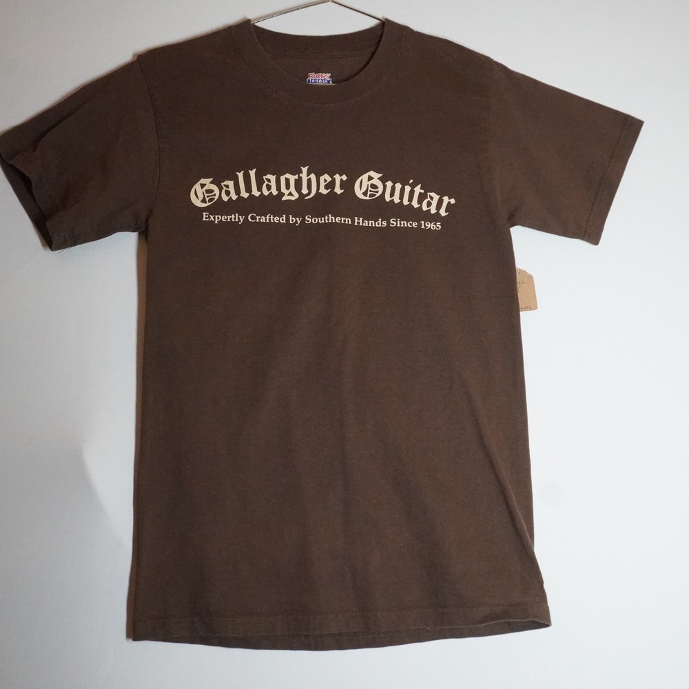 Hanes Beefy-T Gallagher Guitar Graphic T-Shirt Mens Small Brown Short Sleeve S